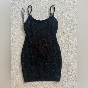 Windsor Black Velvet Mini Dress with Rhinestones